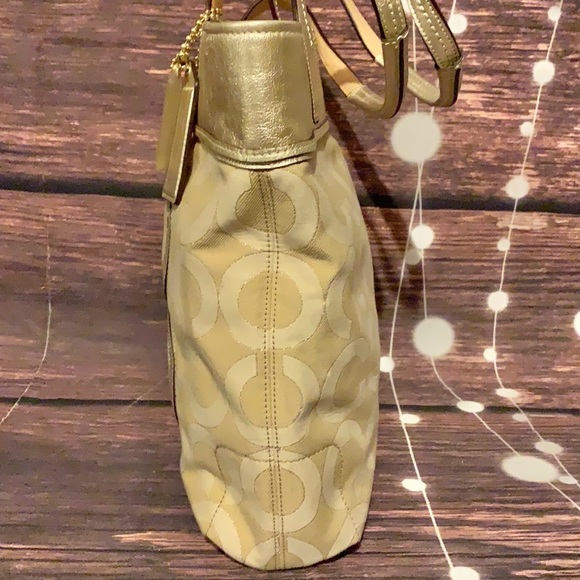 🌻COACH F17035 🌻 KHAKI GOLD AUDREY OP SIGNATURE - Picture 8 of 9
